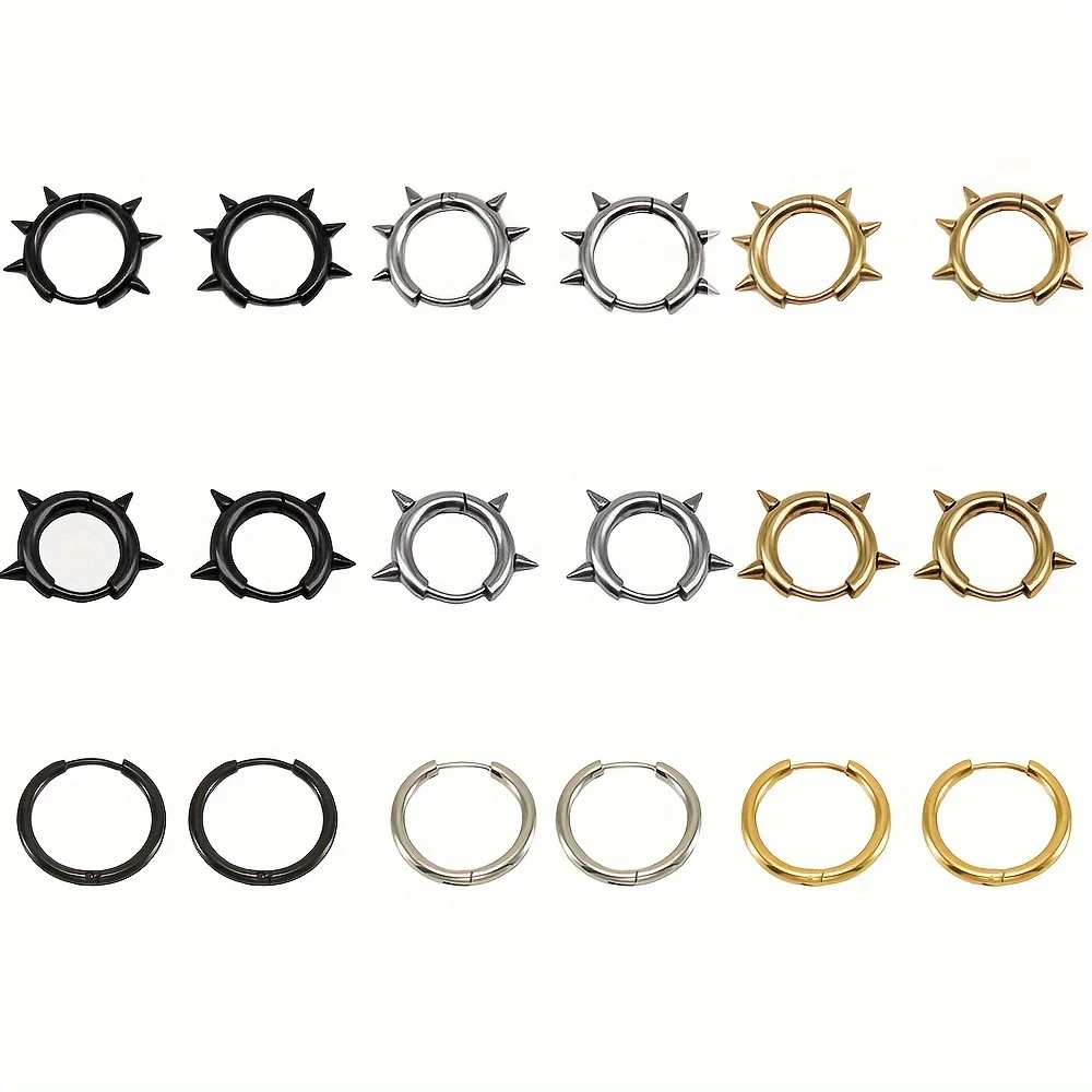 1/3 пары из нержавеющей стали круглые серьги-кольца Huggie на петлях мужские и