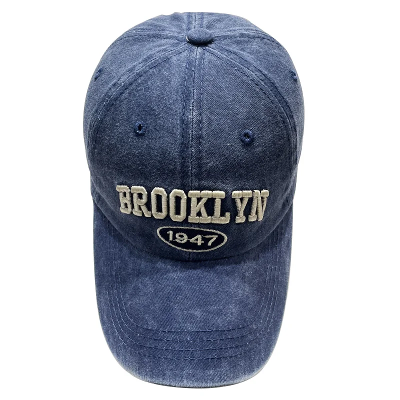 

Кепка-бейсболка Мужская с вышивкой, мягкая бейсболка с надписью, с эффектом потертости, в стиле ретро, летняя