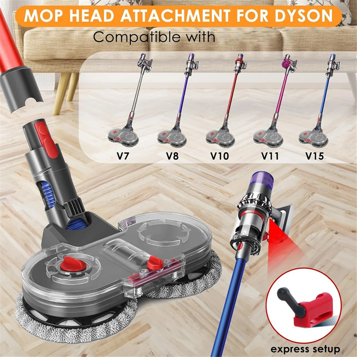 Насадка на швабру для Dyson V7/V8/V10/V11/V15, фото с резервуаром для ...