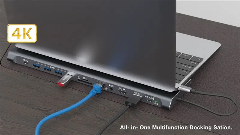 Концентратор типа C 12 в 1 Thunderbolt 3 с портом USB для передачи данных 87 Вт PD 4K HDMI слоты