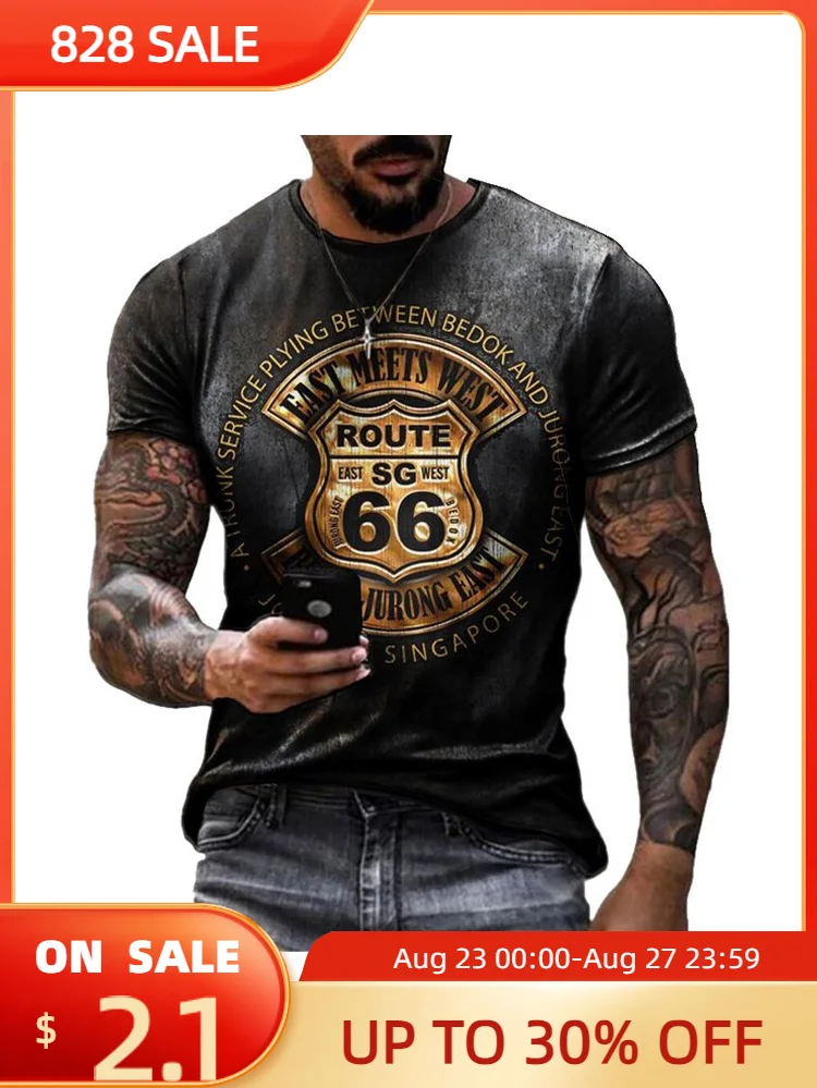 

Футболка мужская оверсайз с коротким рукавом, модная винтажная рубашка с принтом в виде 66 букв, с круглым вырезом, летняя одежда свободного кроя