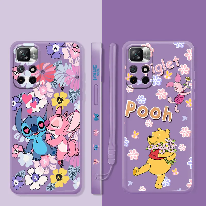 

Square Liquid Candy Case Phone Case For Xiaomi Redmi Note 11 11T 9 9S 8 10 Pro 9t 9A 9C 10C K40 Cover Stitch Piglet