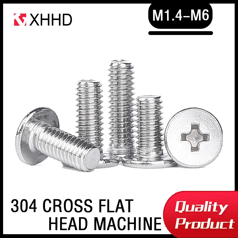 

Винты M1.4 M1.6 M2 M2.5 M3 M4 M5 M6 304 с плоской головкой из нержавеющей стали, винты с тонкой головкой для компьютера, 20/10 шт.