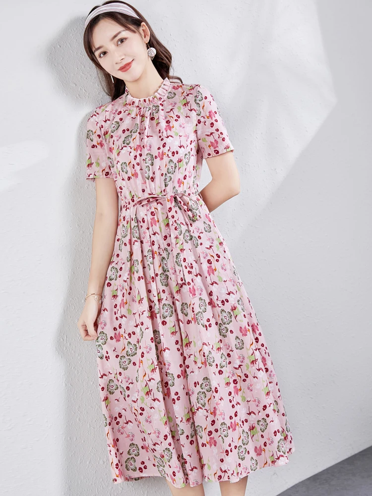 Женское платье из чистого хлопка с цветочным принтом Новинка лета 2024 облегающие