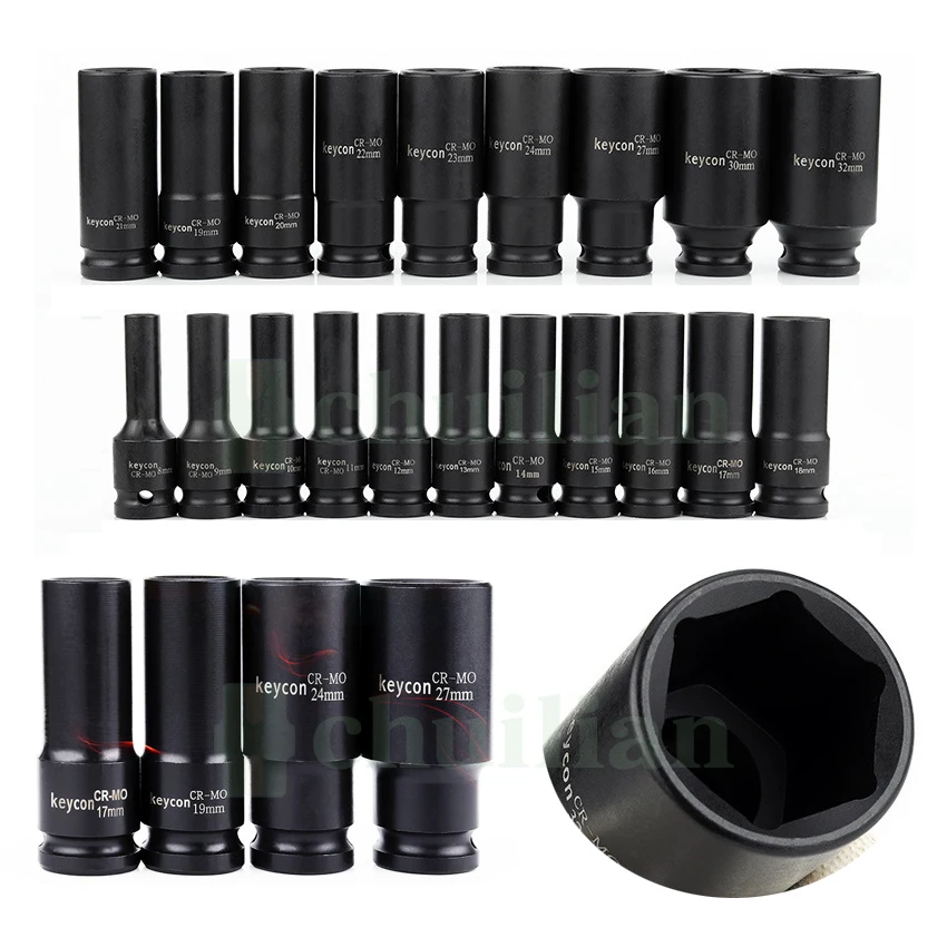 

1/2 Inch 8-32mm Air Socket Adopter Universal Pneumatic Socket Wrench Head for Electric Impact Wrench Air Impact Wrench