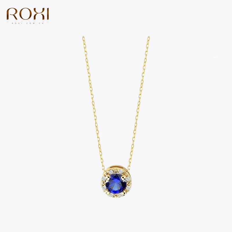 

ROXI Shiny Blue Crystal Pendant Neckalce For Women 925 Sterling Silver Luxury Clavicle Chain Elegant Choker Party Fine Jewelry