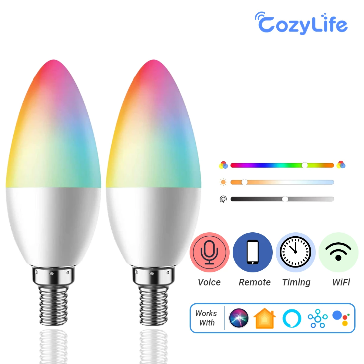 

HomeKit E12 E14 умная лампа канделябр 5W WiFi лампа свеча диммируемая 2700K-6500K многоцветная, поддержка Alexa Siri SmartThings