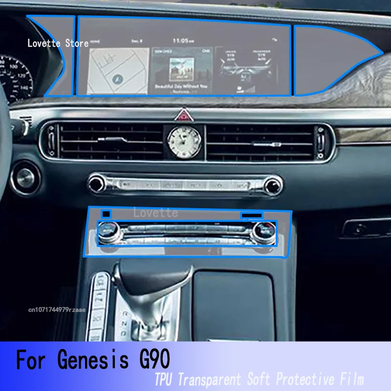 

For Genesis G90（2019-2020）Car GPS Navigation Protective LCD TPU Screen Protector Anti-Scratch Film Fitting PPF