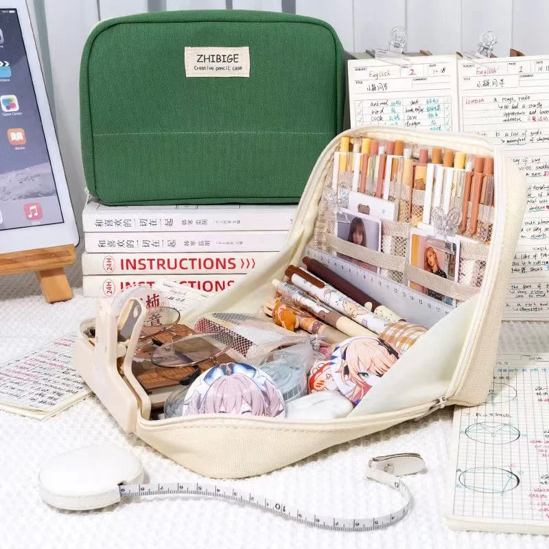 Cases For Girls Women Adult Back To School Student Aesthetic Pen Pouch Bag Organizer Canvas Trousse Crayon