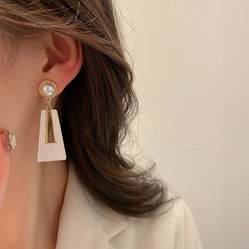 Роскошные корейские модные геометрические висячие серьги Kpop для женщин