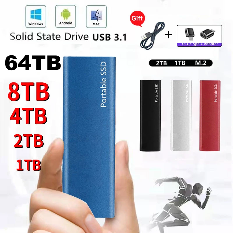 1TB Portable High Speed Mobile Solid State Drive 500GB SSD Mobile Hard Drives External Storage Decives for Laptop mac 2023 New