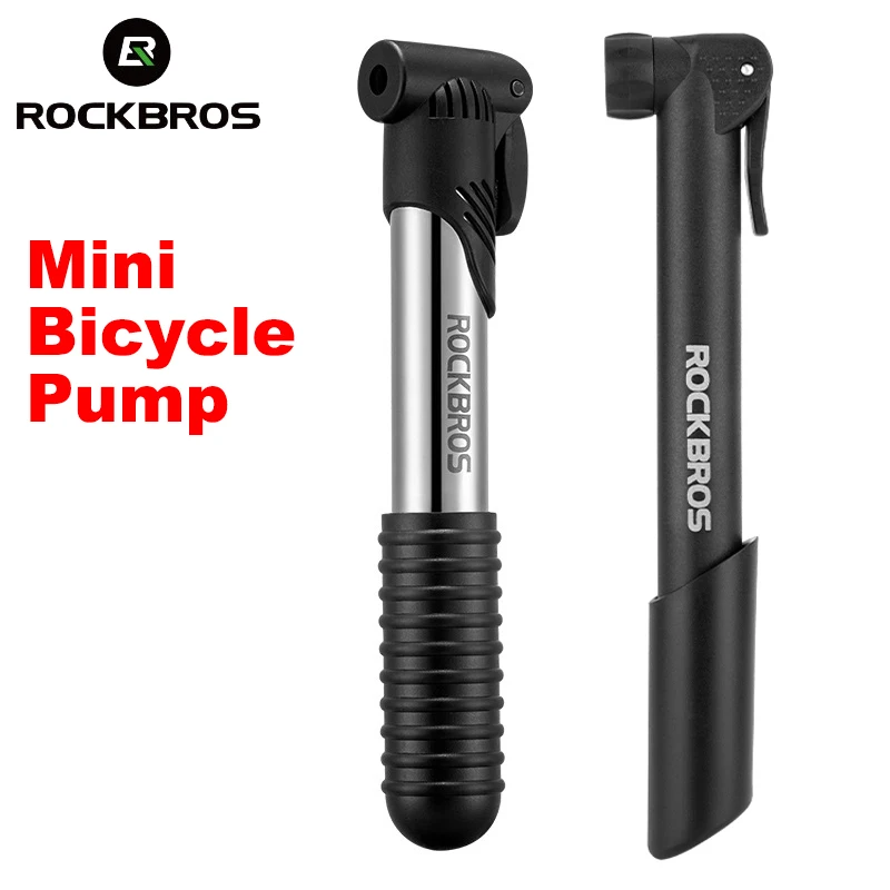 

ROCKBROS Bicycle Pump Portable 80-100PSI Easy Operation Mini High Pressure Air Pump Cycling Stainless Steel MTB Bike Accessories