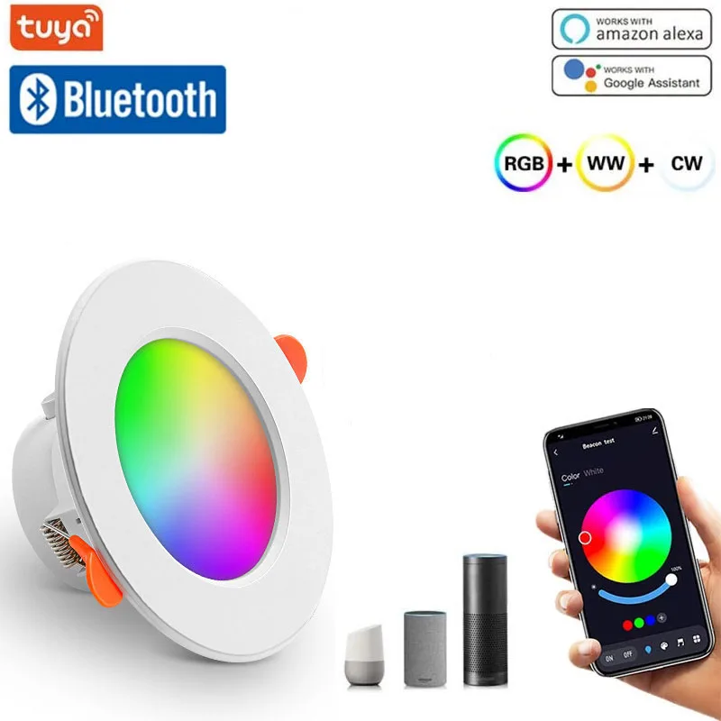 

Tuya Bluetooth Smart Downlight 10W/15W Rgb Cct Recessed Round Led Ceiling Downlight App Voice Remote Control Dimming Down Lights