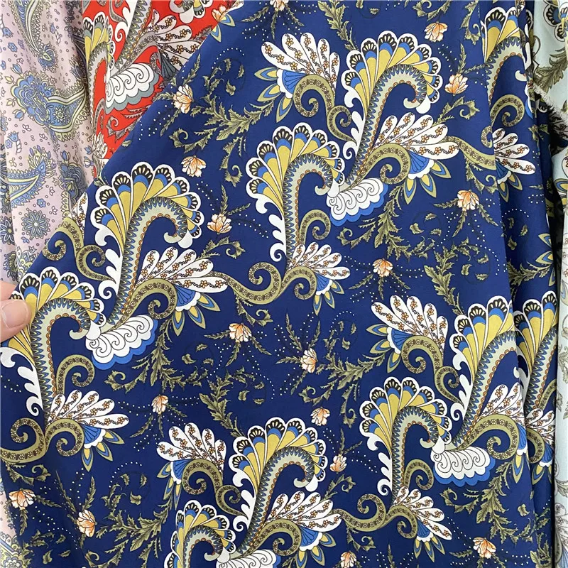 Шифоновая ткань с принтом рубашка для платья цветок кешью головной убор стреймер