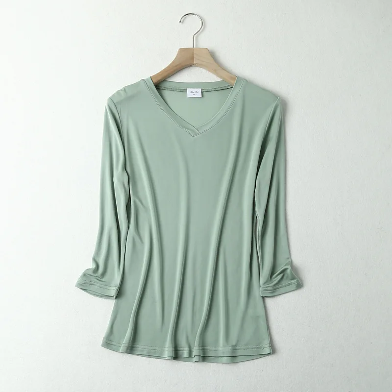 

2022 real silk knitted top shirt multicolor mulberry silk T-shirt wome