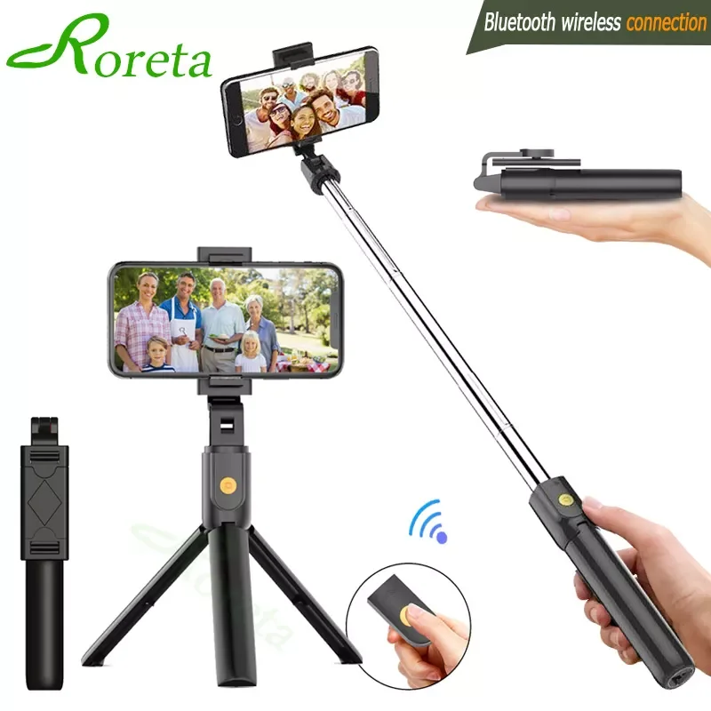 

Roreta 3 in 1 Wireless Bluetooth Selfie Stick Foldable Mini Tripod Expandable Monopod with Remote Control for iPhone IOS Android
