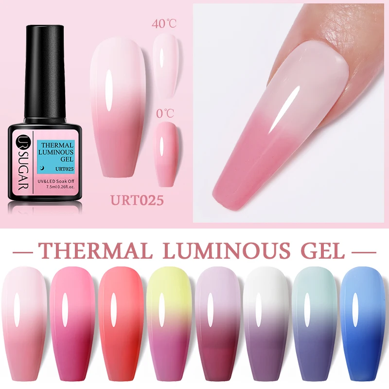 UR SUGAR Color Changing Gel Nail Polish 7.5ml Pink Semi Permanent UV LED Vernis Thermal Nail Art Gel Polish All For Manicure