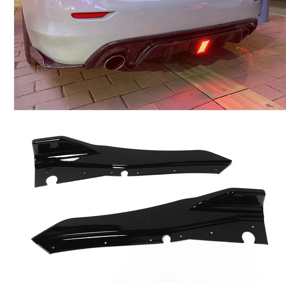 

Rear Bumper Side Splitter Cover For Infiniti Q50 2018-2020 Gloss Black/Carbon Fiber Look Guard Lip Spoiler Protector Plate Trim
