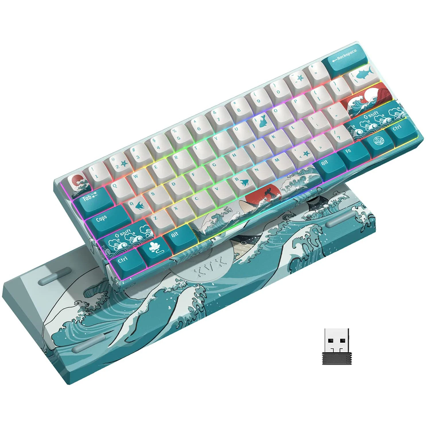 

Клавиатура Womier M61 с коралловым морем, 60% Механическая Беспроводная ультракомпактная игровая клавиатура SetRGB с подсветкой для ПК геймера Gateron