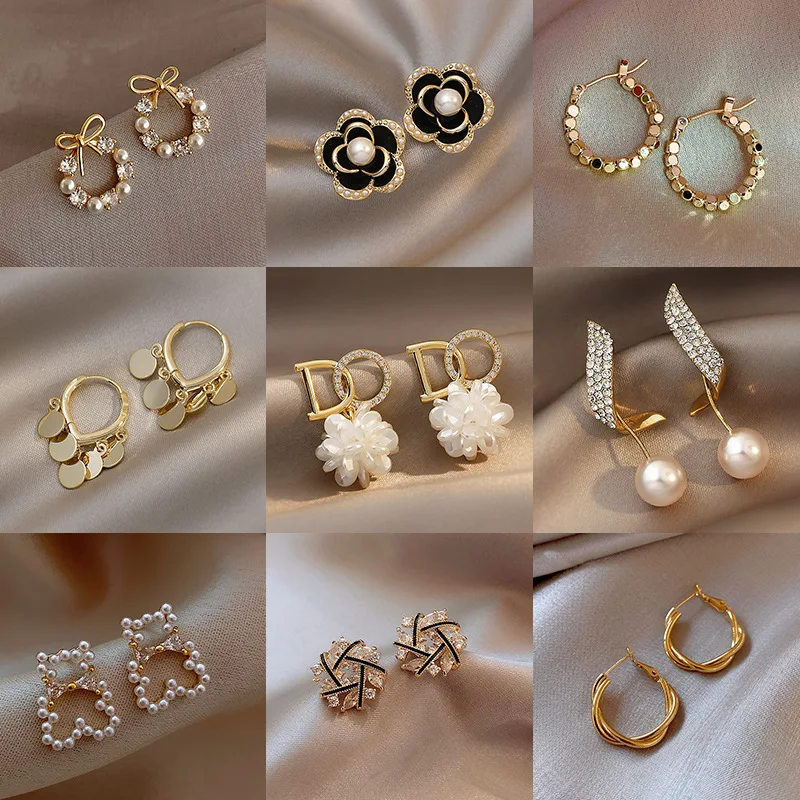 

2022New Style Pearl Earring Women's Simple High Sense Niche Temperament Earrings Internet Celebrity Retro Stud Earrings Jewelry