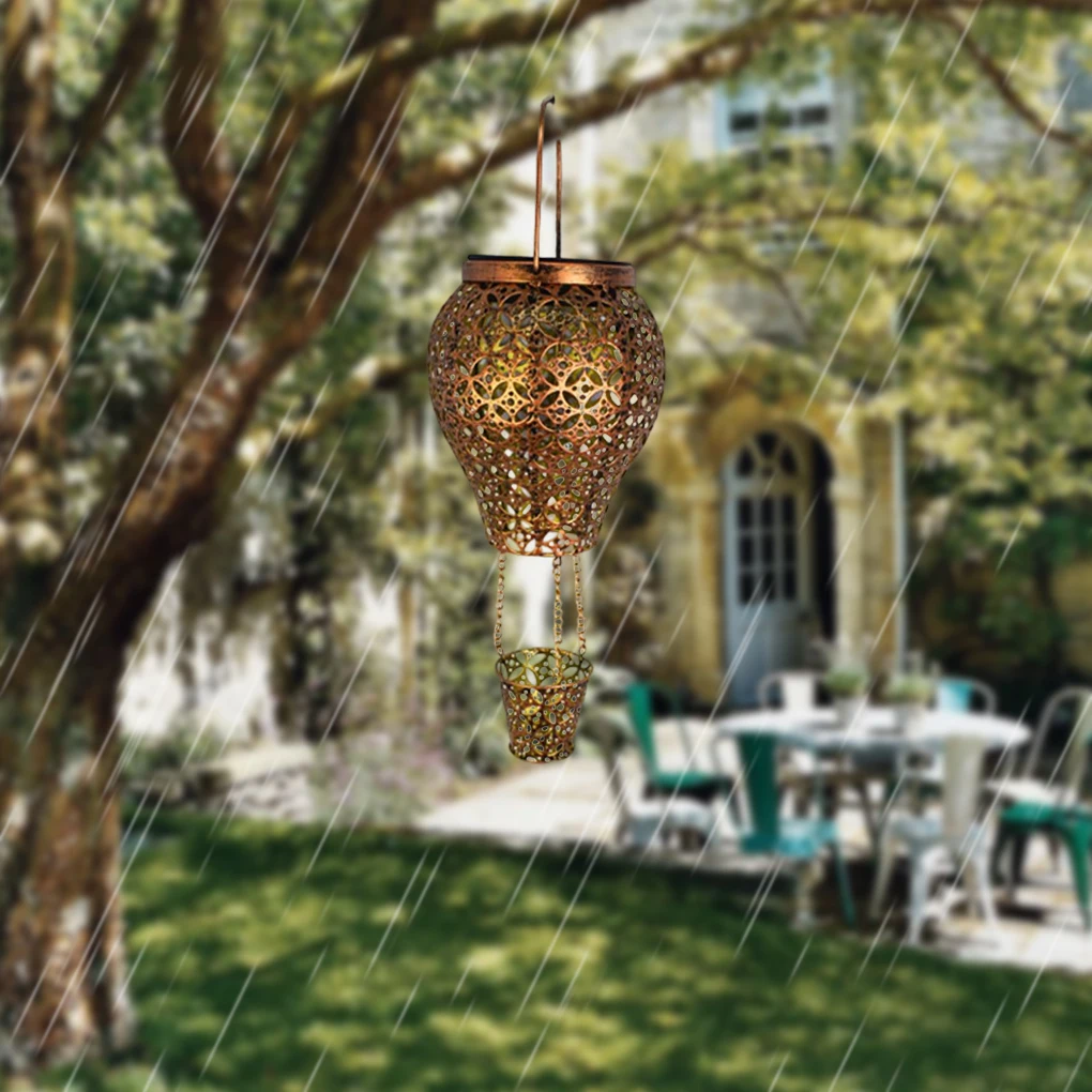 

Solar Hot Air Balloon Landscape Light Lighting Lawn Lantern Ground Plug Iron Patio Lanterns Exquisite Hanging Bronze