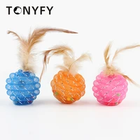 6pcsset funny spiral ball cat toy colorful interactive fun cat toy flexible foam candy color feahter kitten playing cats ball