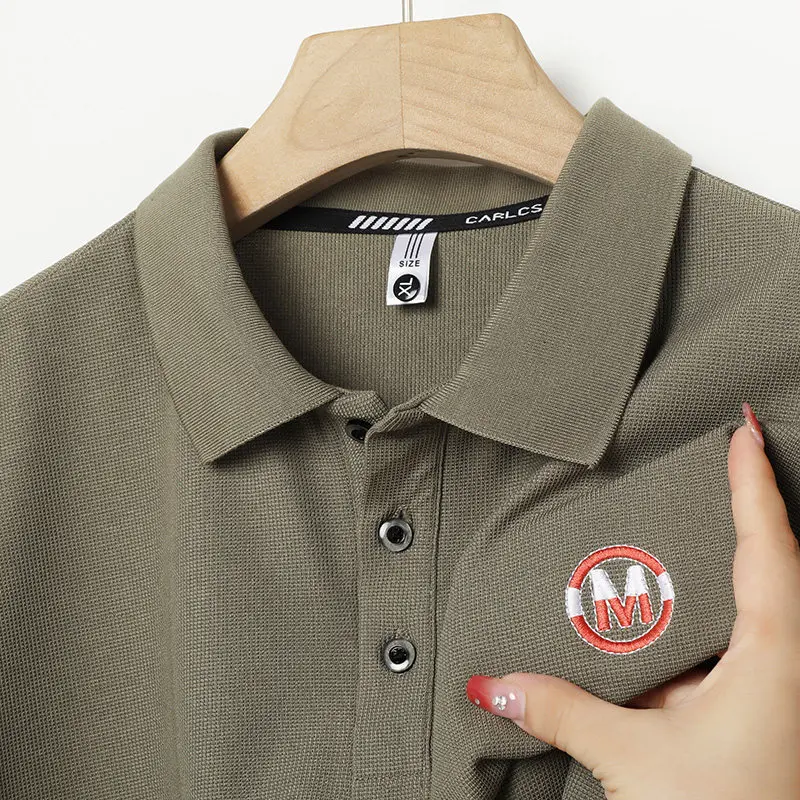 2024 мужская весенне-осенняя новая футболка с лацканами высокая вес повседневная