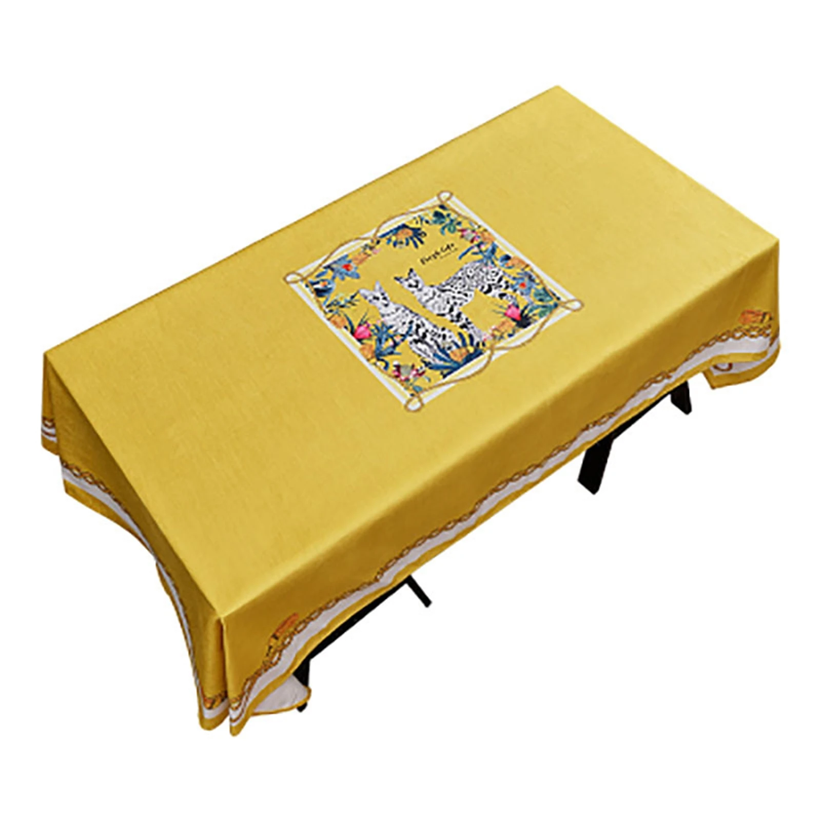 

Скатерти из полиэстера, водонепроницаемые чехлы для стола, украшение желтого обеденного стола с цветами Ocelot