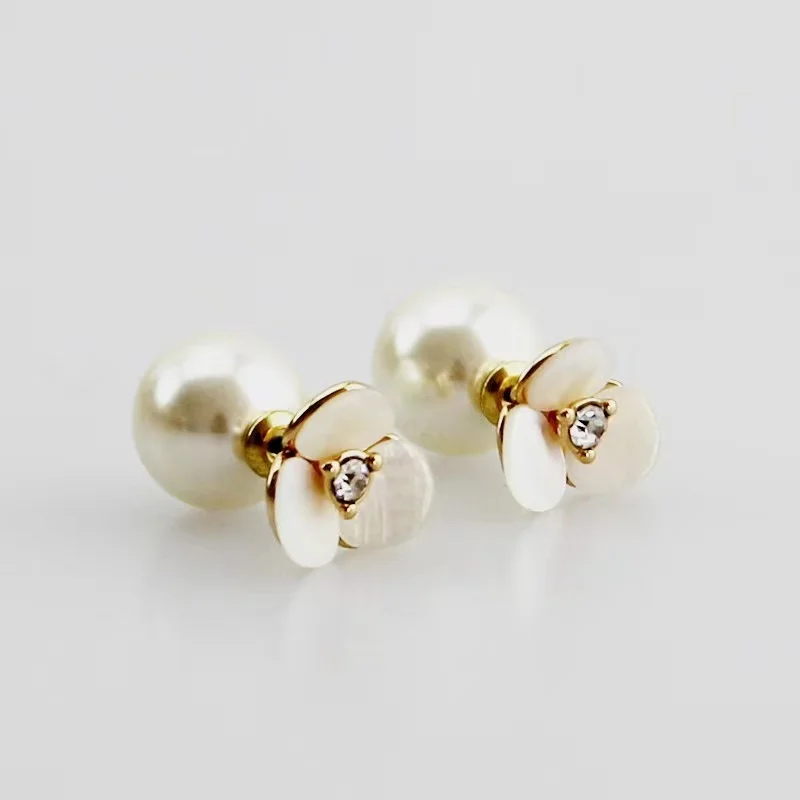 

European and American fashion natural shell pearl earrings princess girl earrings