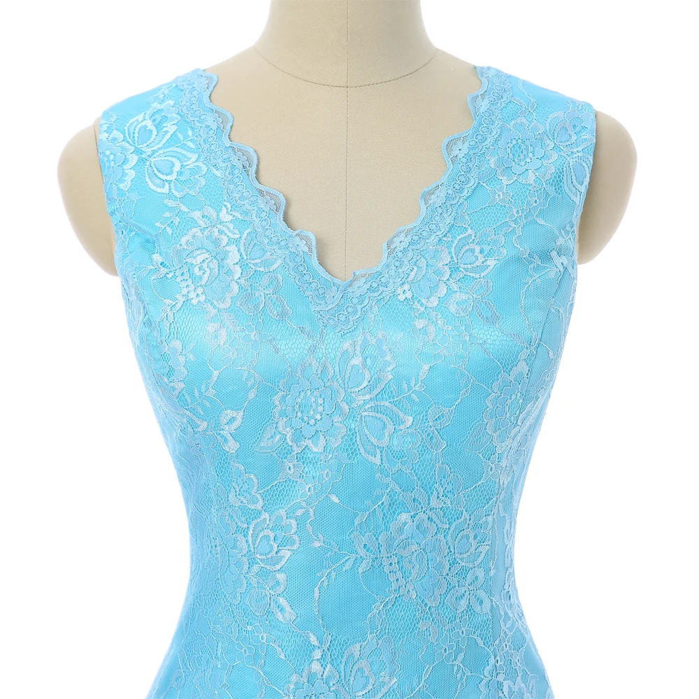 Платье для матери невесты с V-образным вырезом и кружевом |