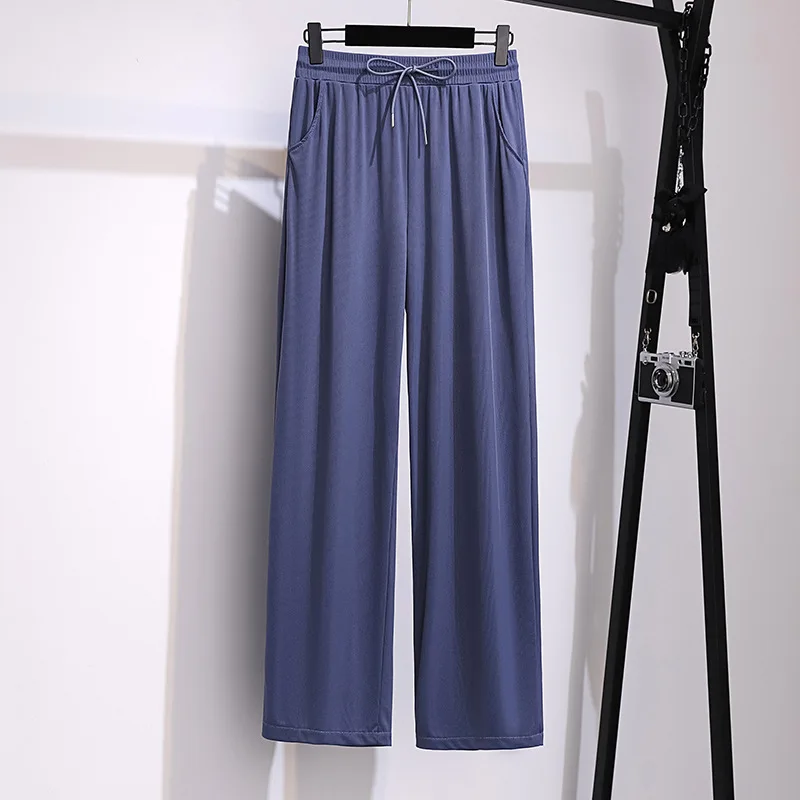 

New Large Size Ladies Casual Wide Leg Pants 7XL 6XL 5XL 4XL Fashion Thin High Waist Straight Elastic Loose Ninth Pants