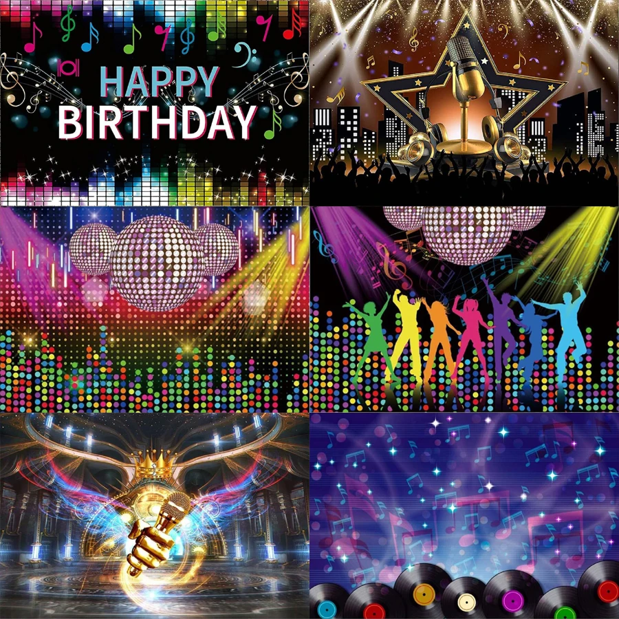 Фотография Фон запись символ микрофон фортепиано фон и рок диско мечта музыка День Рождения Декор баннер плакат