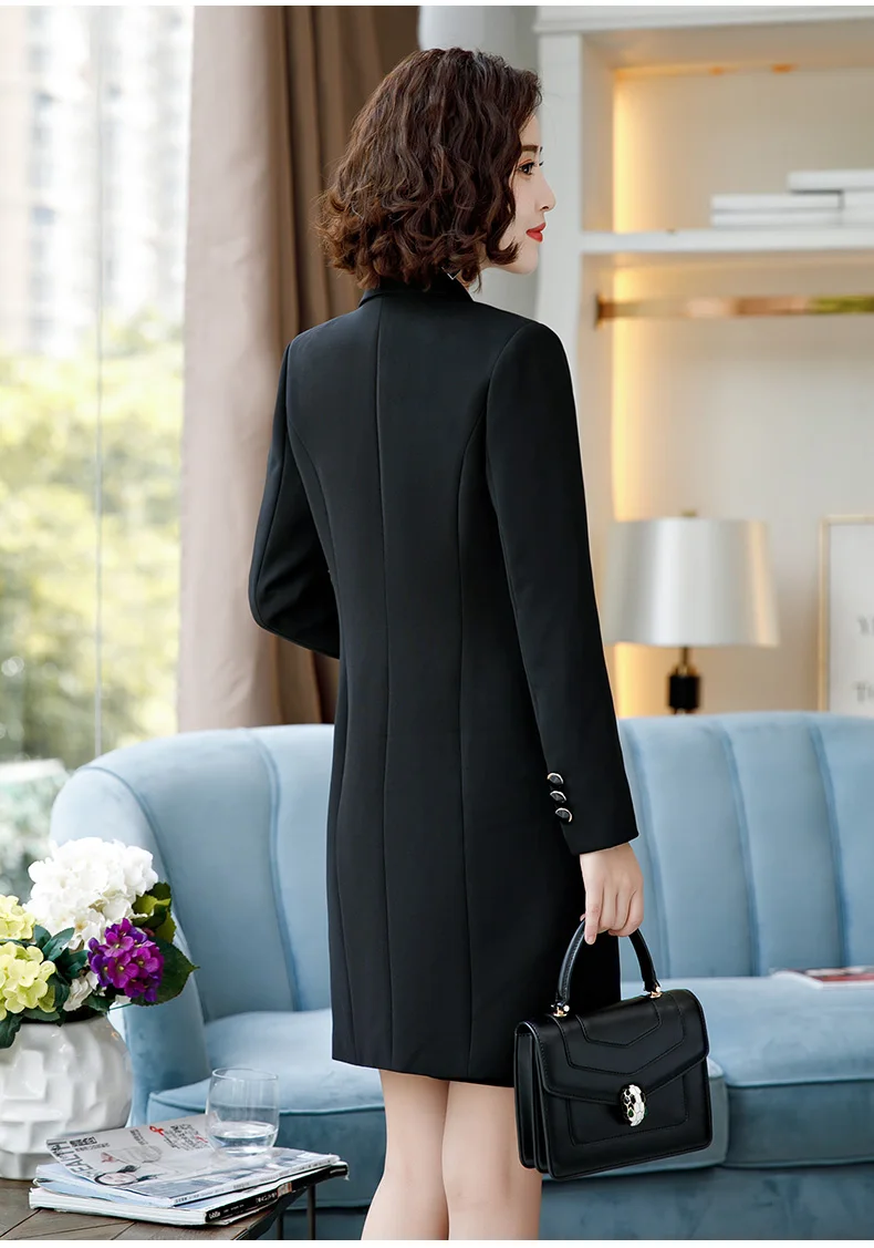 Women Elegant Skirt Suits Female Elegant Slim Business Office Long Sleeve Jackets Blazers Wear Long Wndbreaker -1 Piece