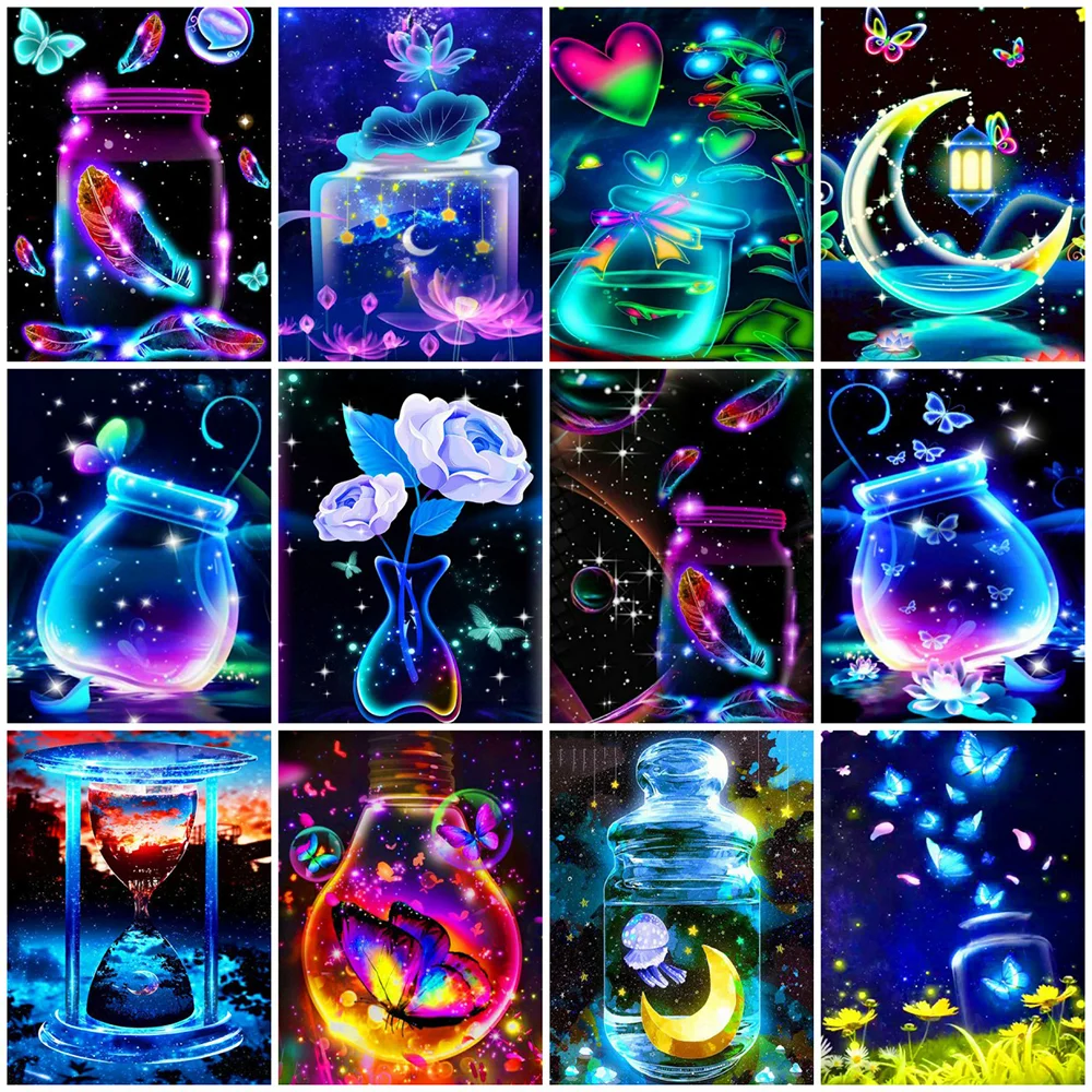 

Алмазная картина Huacan «сделай сам», бутылка, полная вышивка, наборы для пейзажа, фантастическая мозаика, бабочка, украшение для спальни