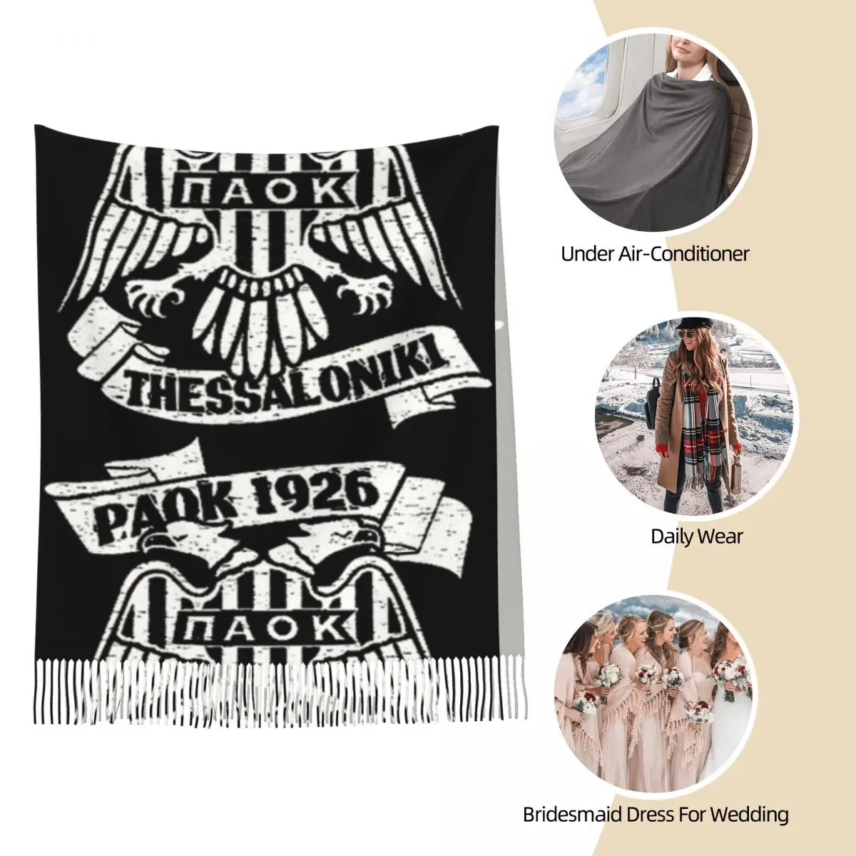 PAOK эксклюзивные шарфы с бахромой женские мягкие теплые шали и палантины длинная