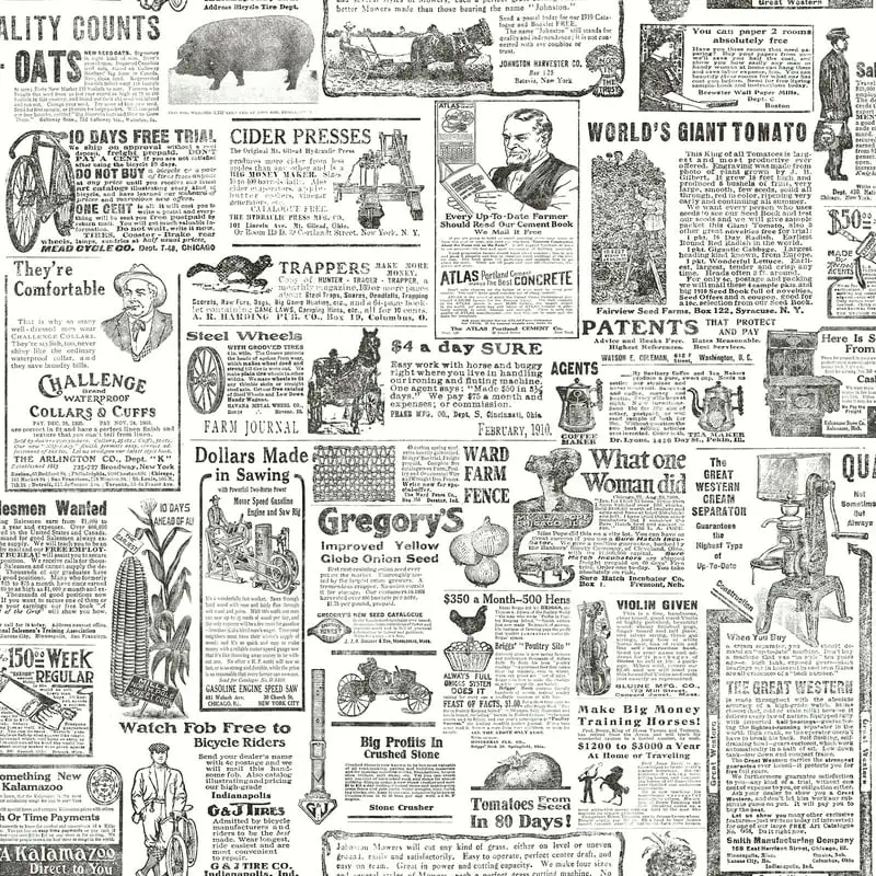 

Black Vintage Newspaper Prepasted Non Blend Wallpaper, 20.5-in by 33-ft, 56.4 sq. ft. Walls wallpaper brick wall stickers Wall