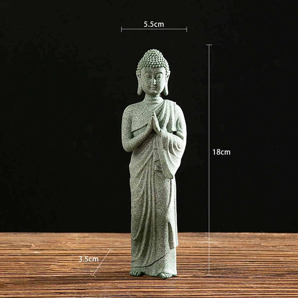

Ornaments Buddha Statue Stone Sturdy Wood Effect 3.5x5.5x18cm Drift Outdoor Sandstone Resin Standing Brand New