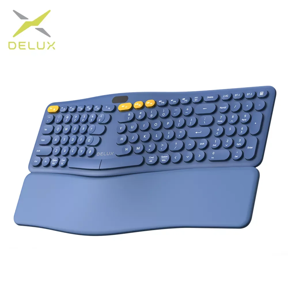 

DELUX GM903CV Wireless Ergonomic Keyboard BT+2.4G USB Split Keyboard Wrist Rest Natural Typing Compatible with Windows/Mac