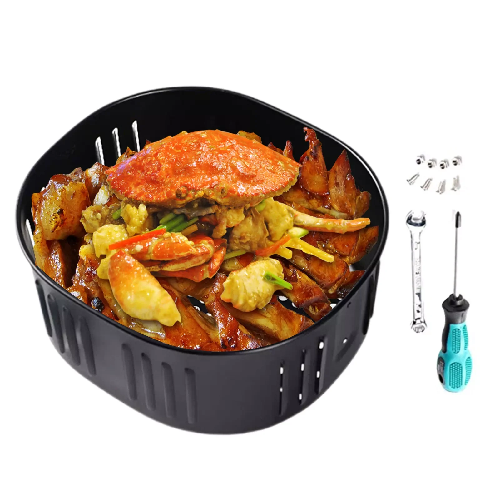 

NEW2023 Replacement Air Fryer Basket Air Fryer Cast Iron Basket Bowl Bread Pan Air Fryer Accessories For Air Fryer Oven