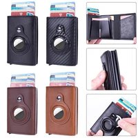 wallet for men pu card cover anti theft credit card smart men wallet rfid card holder tracking device slim for air tag wallet
