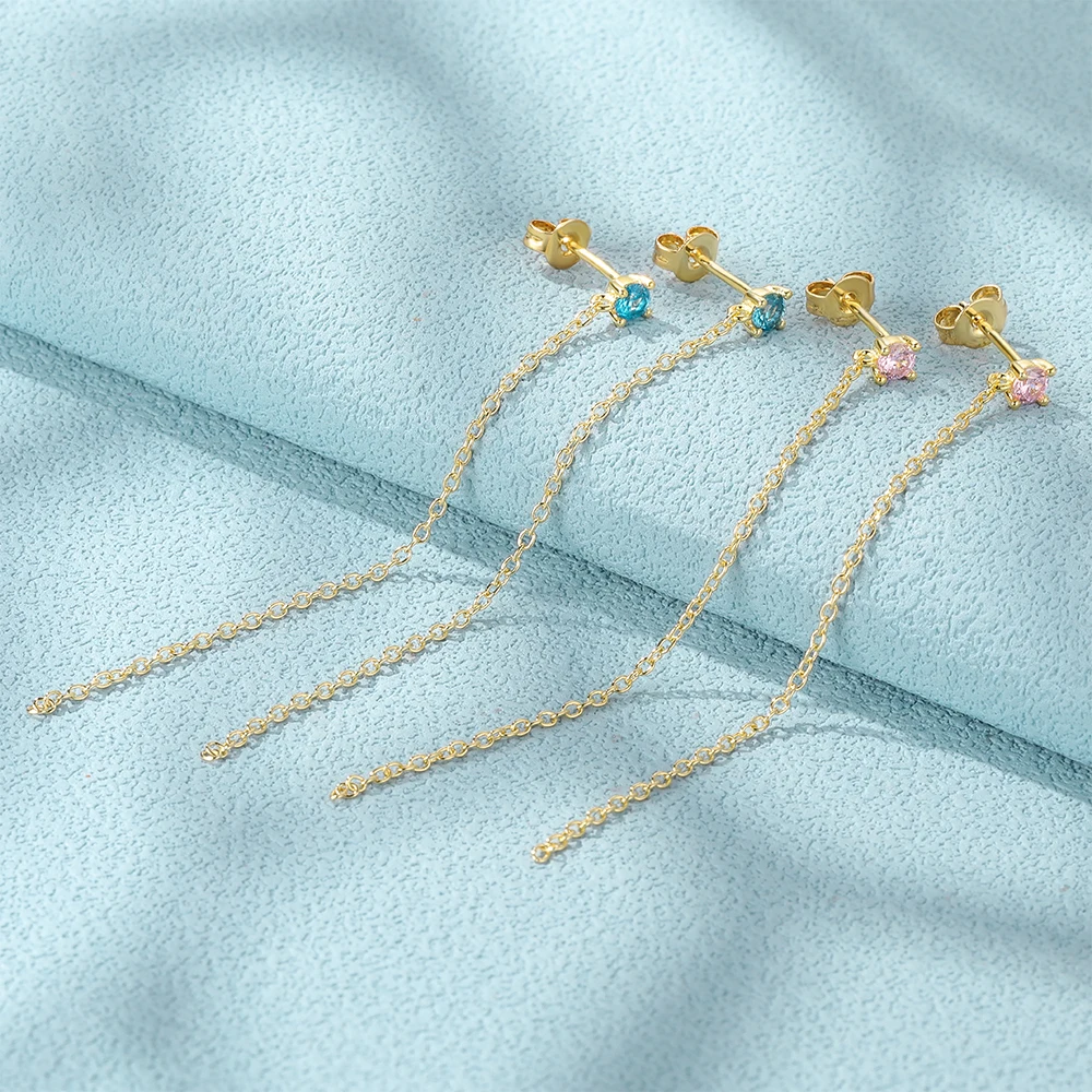 

Женские серебряные серьги-кисточки с разноцветной цепочкой, 60 мм