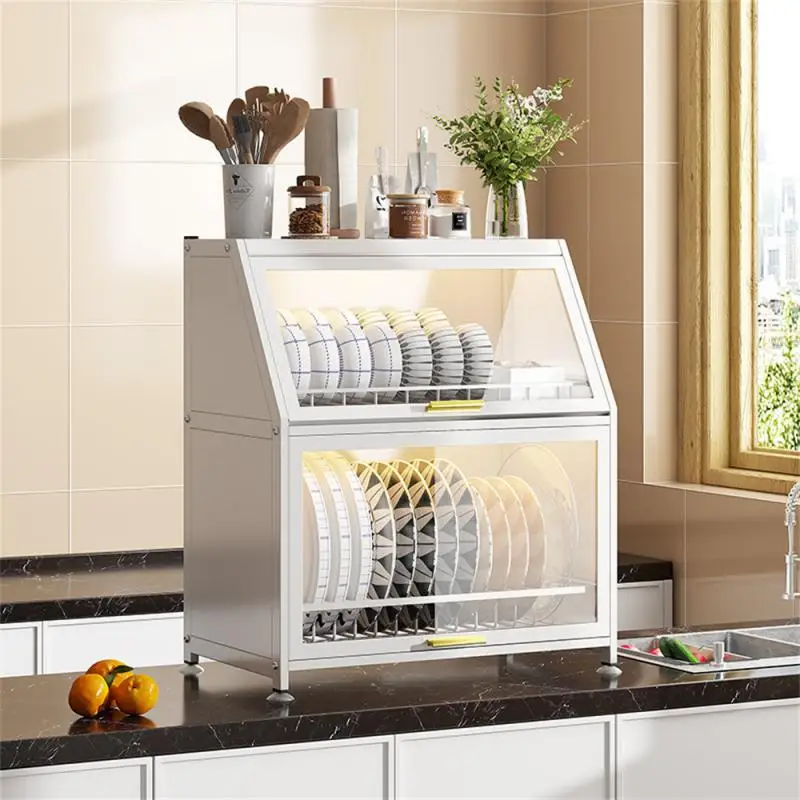 

Double Layer Dish Rack Top Shelf Multi-layer Seasoning Multi Layer Seasoning Cabinet Installation Free With Cabinet Door
