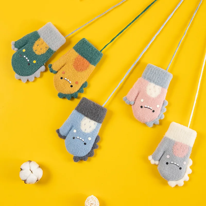 

Зимние Детские перчатки милые Мультяшные Детские плотные теплые вязаные перчатки с защитой от царапин и флиса