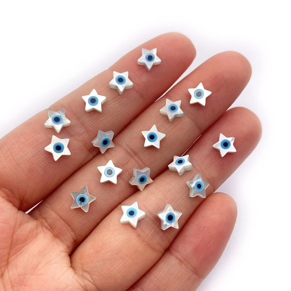 

2pcs Exquisite Natural Sea Shell Pentagram Beads 6mm Devil's Eye Charm Jewelry Making DIY Necklace Earrings Bracelet Accessories