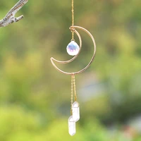 moon suncatcher car crystal pendant hanging prism clear quartz reiki healing crystal sun catcher ornament home and garden decor