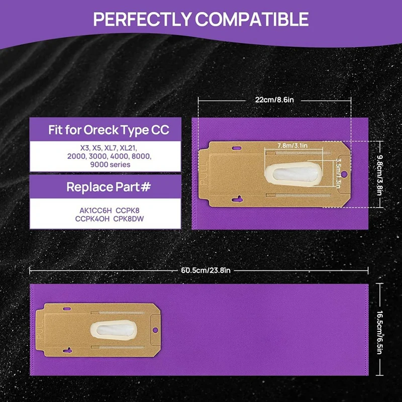 Мешок для пыли из нетканого материала всех моделей Oreck Elevate серий X3 X5 XL7 XL21 2000 3000 4000