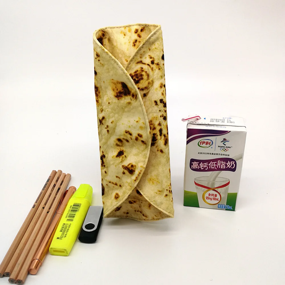 

1PC Creative Canvas Pancake Pencil Bag Storage Supplies Creative Pencil Bag School Supplies