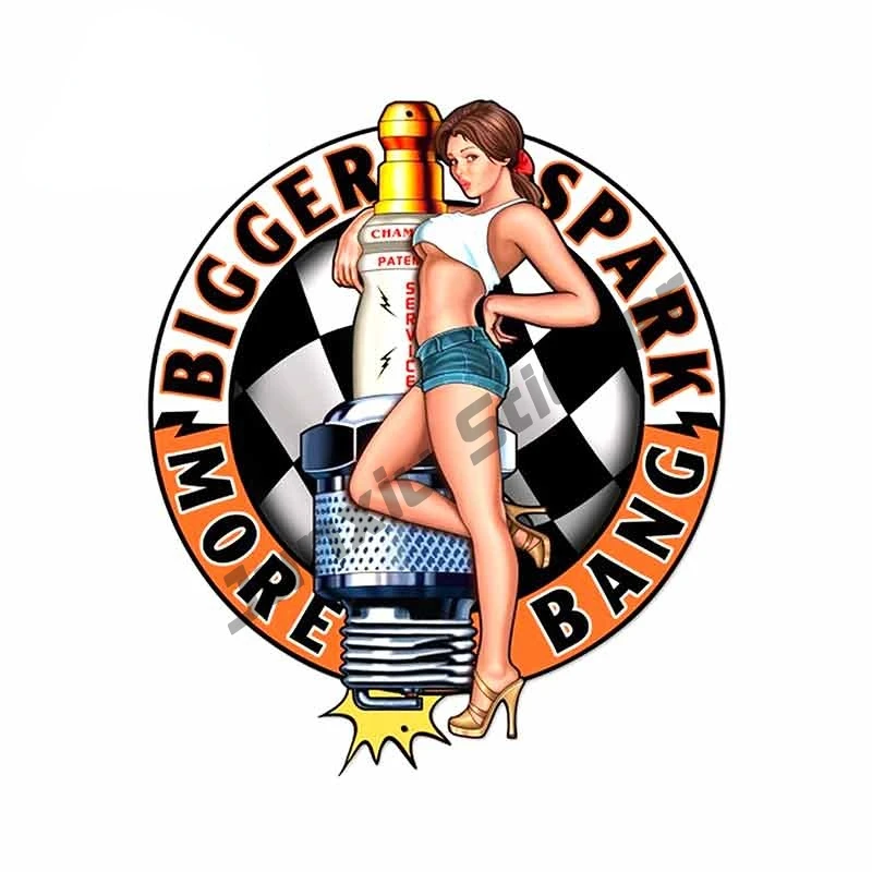 

Hot Rod PINUP Sexy Girl SPARK PLUG Self-adhesive Car Sticker Auto Moto Biker Decoration JDM Cartoon Waterproof Decal PVC13x11cm