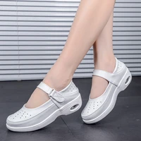womens shoes nurse white summer female 2022 hospital slope heel air cushion hollow non slip soft bottom breathable