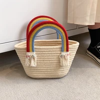all match fashion rainbow beach bags for women 2022 trend summer cloud bucket straw bag tassel womens handbags seaside holiday